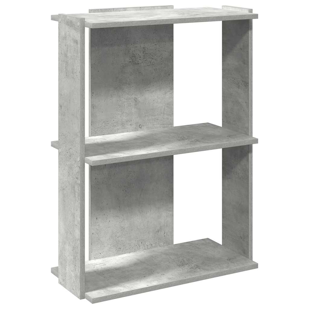 Bookcase 3-Tier Concrete Grey 60x30x80 cm Engineered Wood